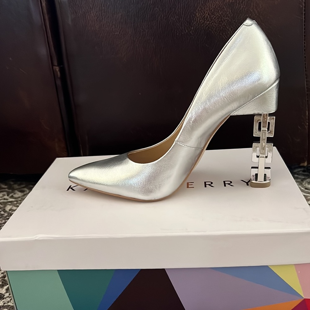 NWT Katy Perry pointed toe heels with silver heel